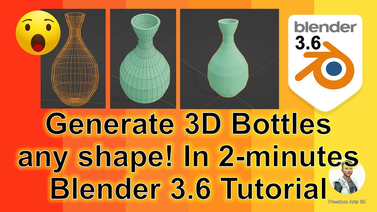 How to generate bottle of any shape in 2 minutes – Blender 3.6 3D Modeling Tutorial