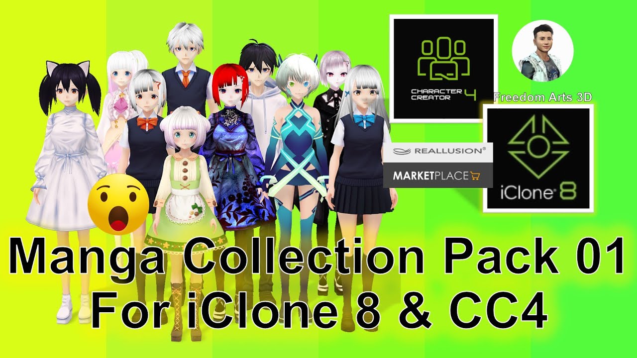 Manga Collection Pack 01 – iClone 8 & Character Creator 4 – Cartoon Anime