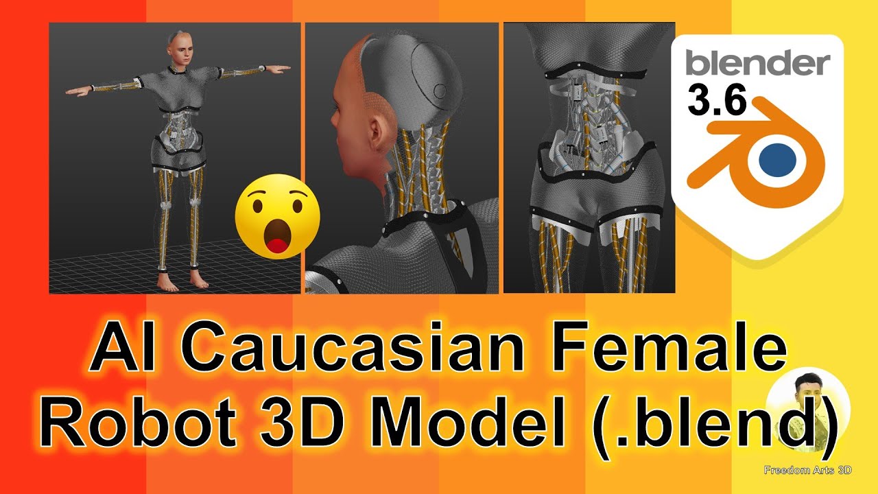 AI Caucasian Female Robot 3D Model BLEND Shared – Blender 3.6