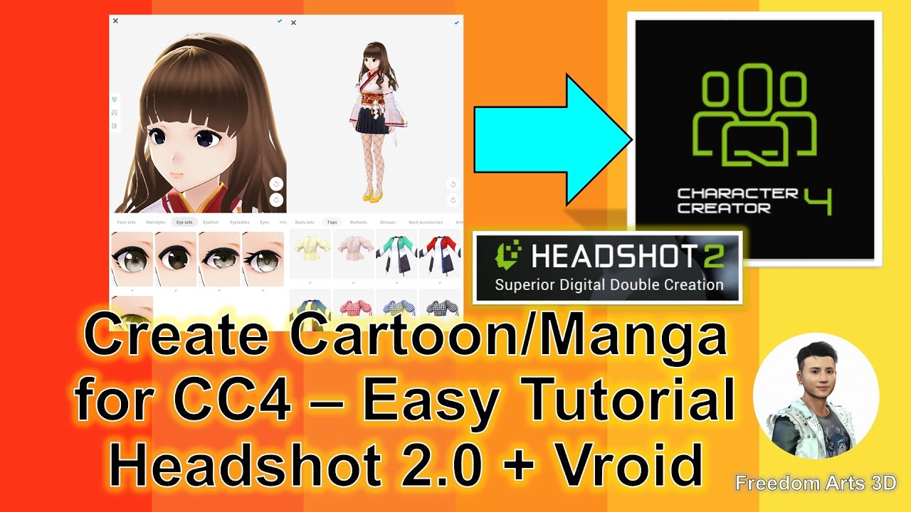 Easiest way to create Cartoon & Manga in Character Creator 4 – CC4 Headshot 2 Tutorial Vroid Studio