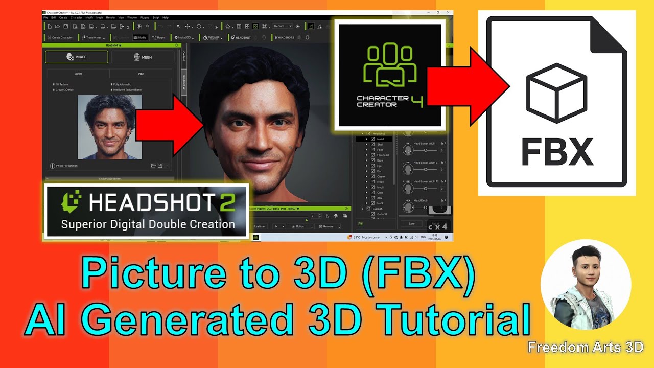 Picture to 3D Tutorial – AI Generated Model FBX – Character Creator 4 Headshot 2