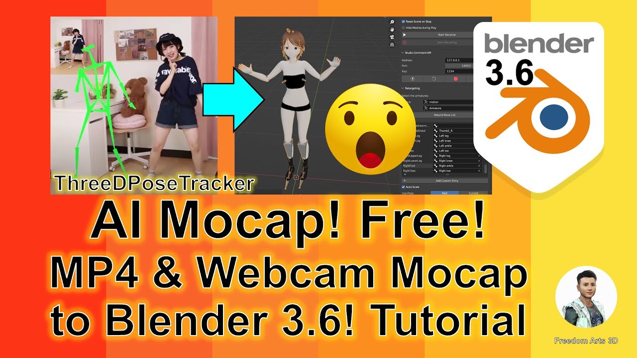 AI Mocap for Blender 3.6 Using MP4 Video & Webcam using ThreeDPoseTracker – Tutorial
