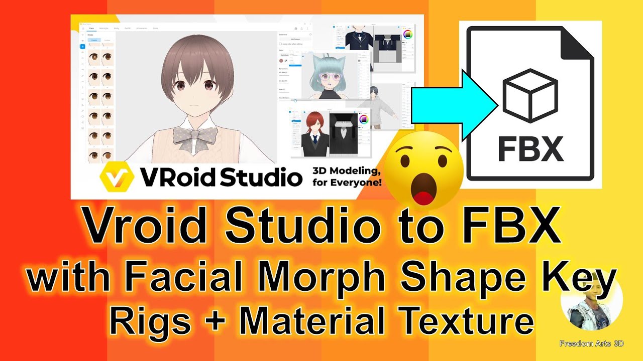 Vroid Studio to FBX with Facial Morph Target + Material Textures + Rig Skeleton – Full Tutorial