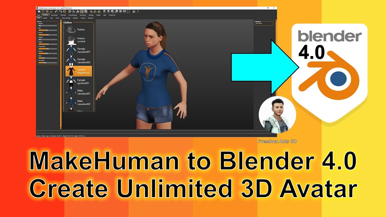 MakeHuman to Blender 4.0 – Pipeline Tutorial – 3D Avatar Creation – Facial Rig included