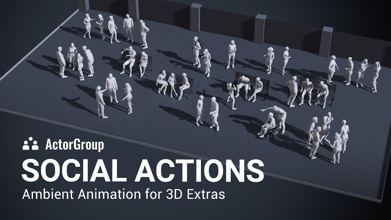 Social Actions for Crowd Sim | Dynamic Ambien Animation for 3D Extras | iClone
