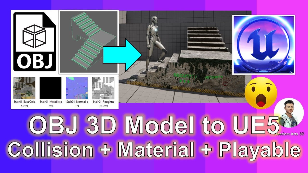 OBJ 3D Model to Unreal Engine 5 – Import + Collision + Material + Texture | Tutorial