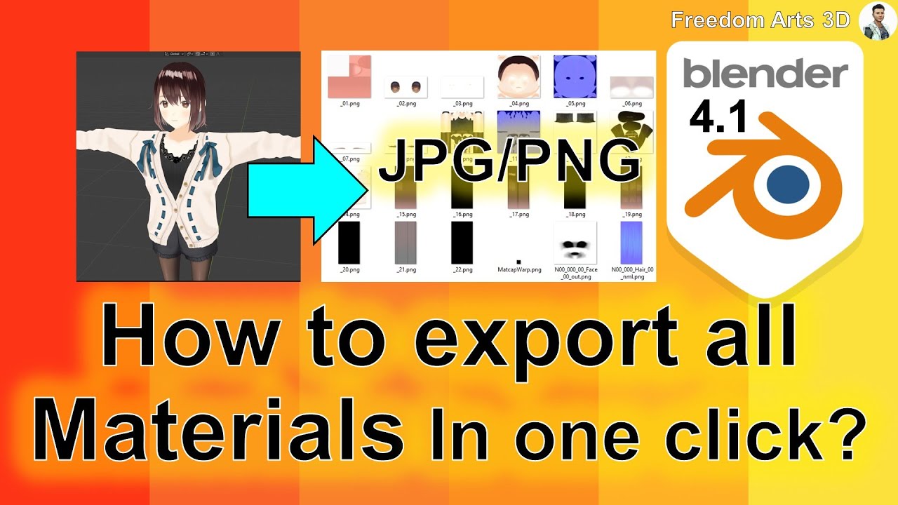 Blender | Export Material texture JPG PNG in one click | Full Tutorial