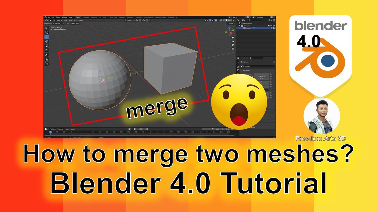 How to merge two 3D meshes to be a single mesh – Blender 4.0 Tutorial