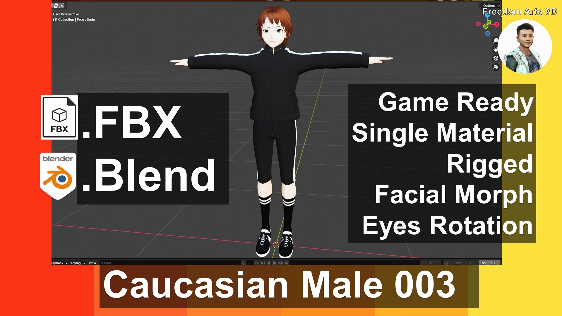 Caucasian Male 003 FBX | Blender | 3D Model | Game Ready