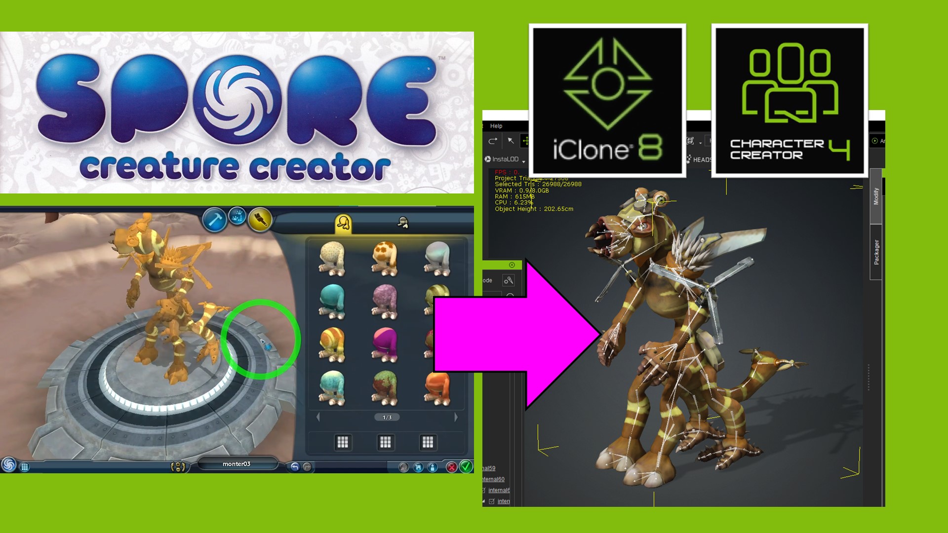 Spore Creature Creator to iClone 8 & Character Creator 4 | Animal Creator