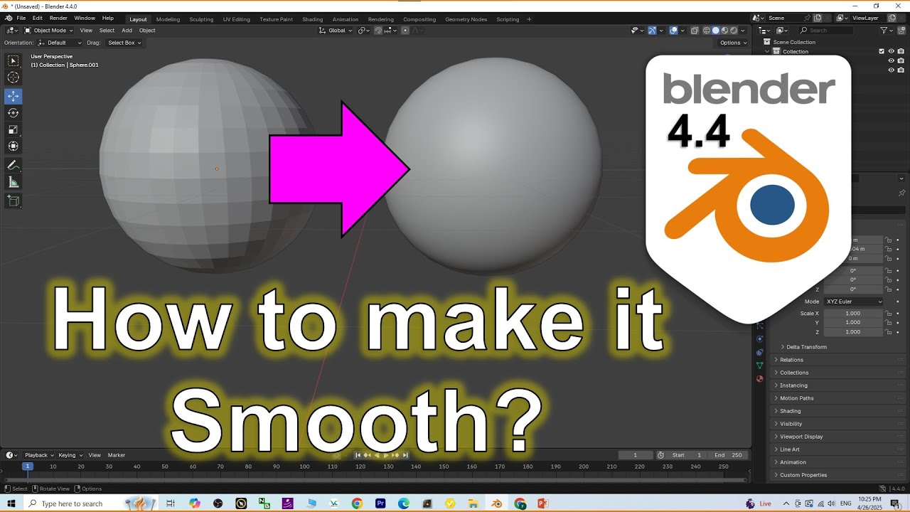 How to make it smooth – Blender 4.4 Tuturial #blender #shade #smooth #tutorial #3dmodeling