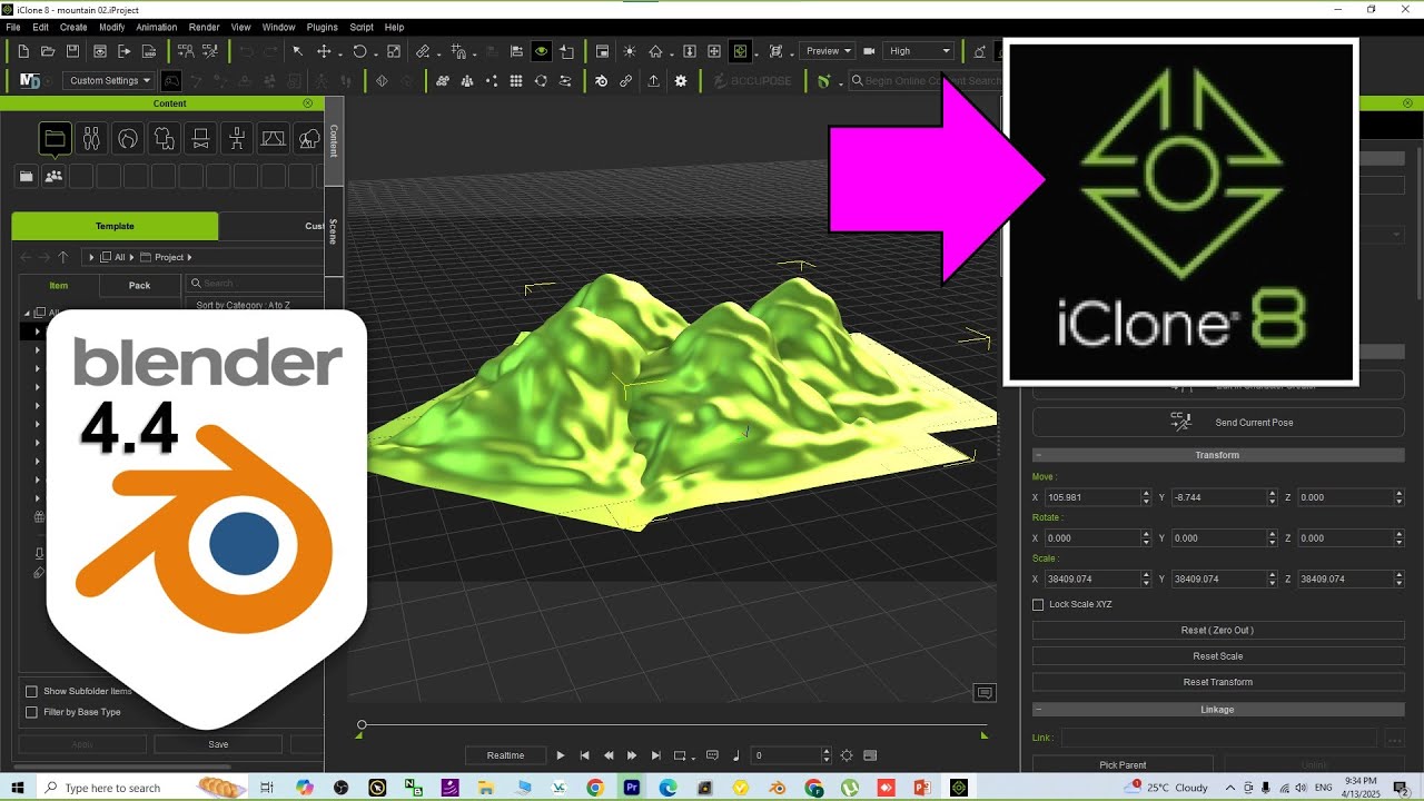 iClone Mountain 3D Modeling with Blender 4.4 – Full Tutorial #blender #iclone #mountain #tutorial
